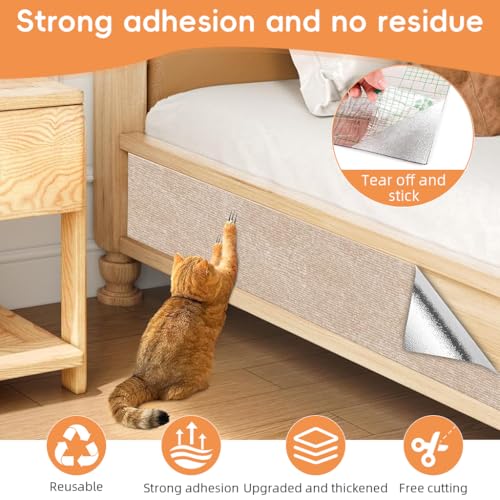 Qpets® Cat Scratch Pad Scratching for Cats Wall Scratcher Mat Cuttable Adhesive Pet for Cabinet Couch Floor 40x100cm 2PCS Qpets® Cat Scratch Pad Scratching for Cats Wall Scratcher Mat Cuttable Adhesive Pet for Cabinet Couch Floor 40x100cm 2PCS